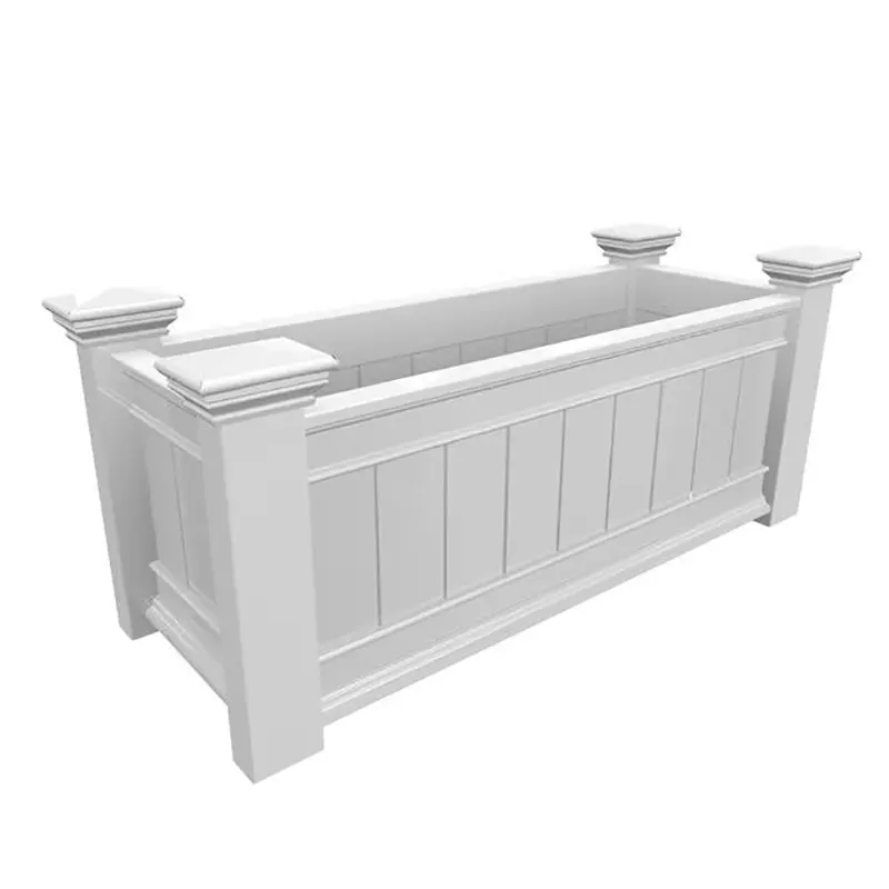 White Outdoor Square Rectangle Vinyl PVC Planter Box