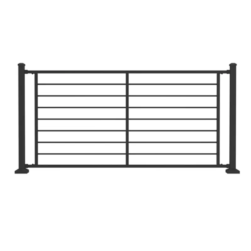 6ft Black Powder Coated Horizontal Rod Rail Steel Railing