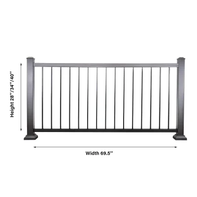 6ft Black Powder Coated Steel Infill Railing Detail