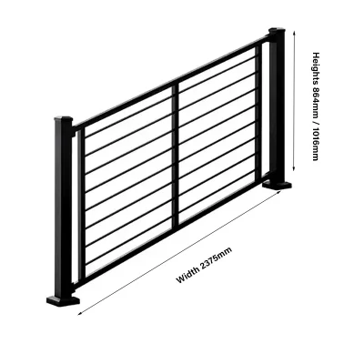 8ft Black Steel Axis Infill Railing Panel Size