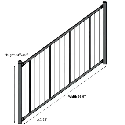 8ft Steel Vertical Adjustable Cable Infill Stair Railing Detail