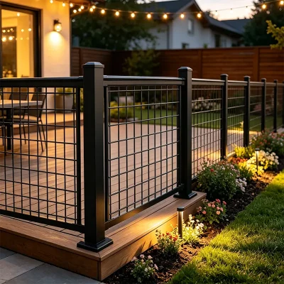 Aluminum Flat Top Infill Railing with Mesh Panel Application