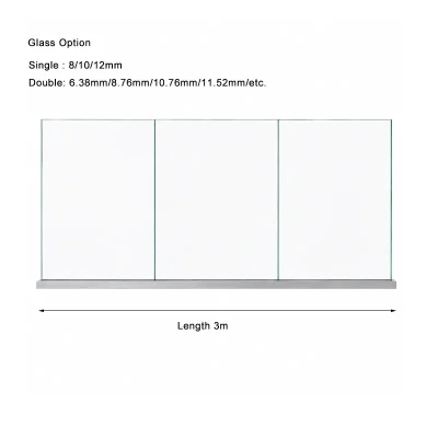Aluminum Frameless U Channel Glass Railing size