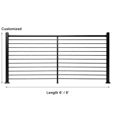 Aluminum Horizontal Cable Railing with Pre-drilled Posts Size