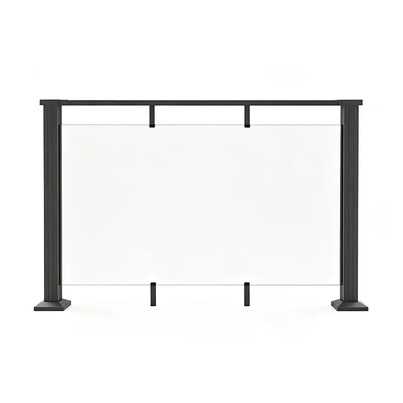 Aluminum continuous top rail glass railing
