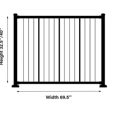 Black Aluminum Vertical Cable Infill Railing Size