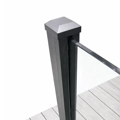 Black Square post with glass