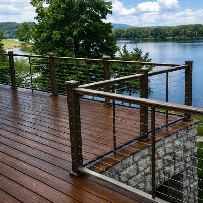 Black Steel Horizontal Cable Infill Railing for Balcony