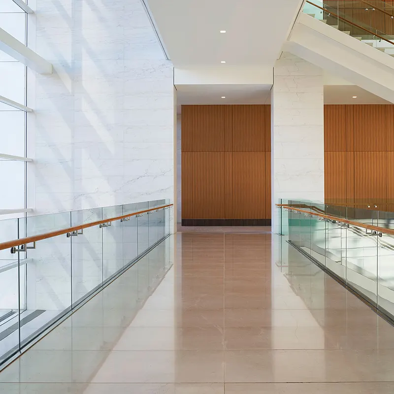 Dry Glaze Glass Railing Panels for Corridor