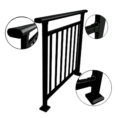 Outdoor Black Aluminum Balusters Hand Railing Details