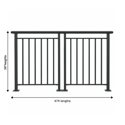 Outdoor Black Aluminum Balusters Hand Railing Size